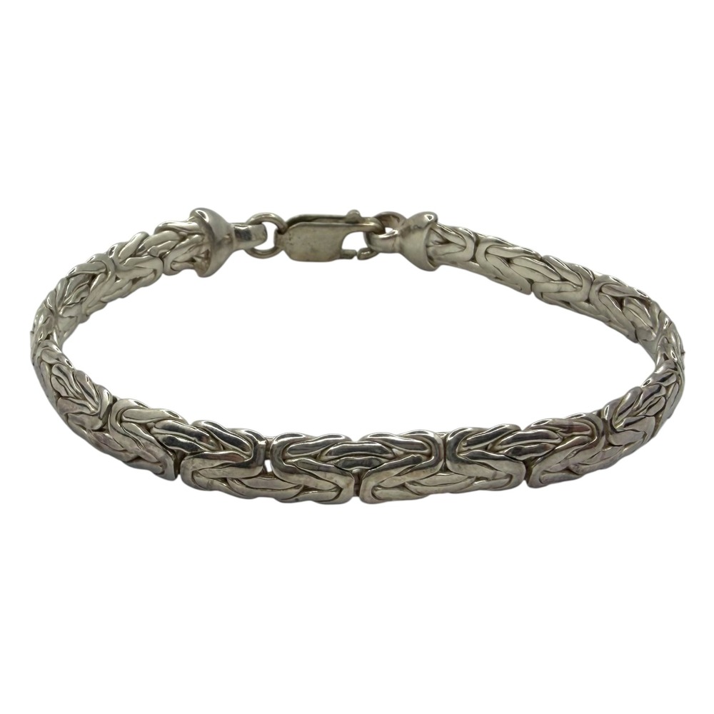 Vintage Byzantine Bracelet Sterling Silver 7" Silver Woven Link Chain